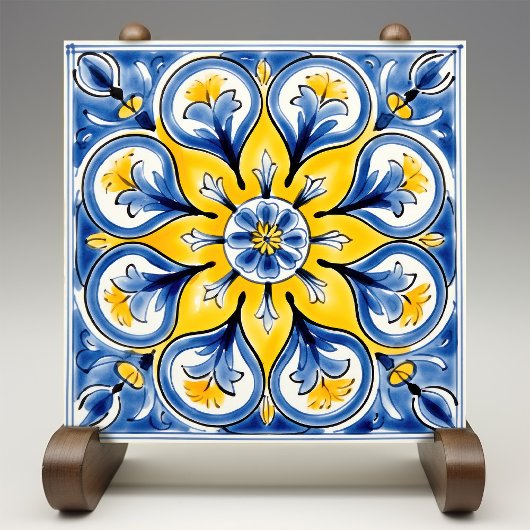 Blue Yellow Sunny Azulejos Elegance Fliese