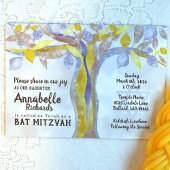Blue, Yellow Twisted Tree Bat Mitzvah Invitation Einladung