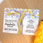 Blue, Yellow Twisted Tree Bat Mitzvah Invitation Einladung