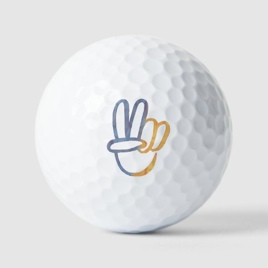 Blue Yellow Ukraine - PEACE Symbol V-Zeichen Golfball (Vorderseite)