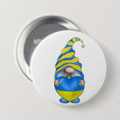 BLUE & YELLOW UKRANIAN GNOME MIT HERZ BUTTON (Vorne & Hinten)
