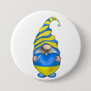BLUE & YELLOW UKRANIAN GNOME MIT HERZ BUTTON