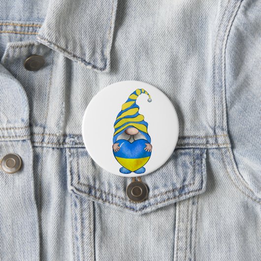 BLUE & YELLOW UKRANIAN GNOME MIT HERZ BUTTON (Beispiel)