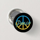 BLUE & YELLOW UKRANIAN PEACE SIGN BUTTON (Vorne & Hinten)