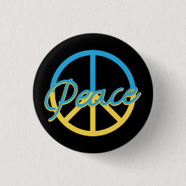 BLUE & YELLOW UKRANIAN PEACE SIGN BUTTON