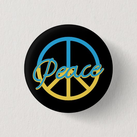 BLUE & YELLOW UKRANIAN PEACE SIGN BUTTON (Vorderseite)