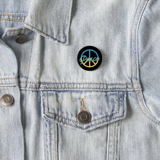 BLUE & YELLOW UKRANIAN PEACE SIGN BUTTON (Beispiel)