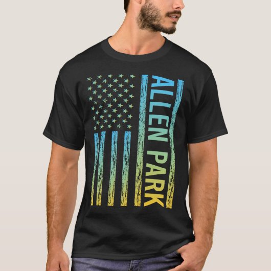 Blue Yellow USA Flag Allen Park T-Shirt (Vorderseite)