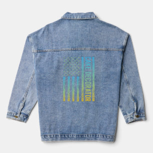 Blue Yellow USA Flag - Decorator Jeansjacke