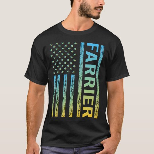 Blue Yellow USA Flag - Farrier T-Shirt (Vorderseite)