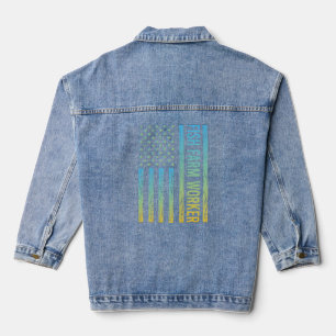 Blue Yellow USA Flag - Fish Farm Worker Jeansjacke