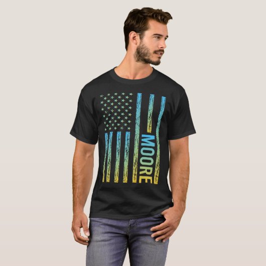 Blue Yellow USA Flag - Moore T-Shirt (Vorne ganz)