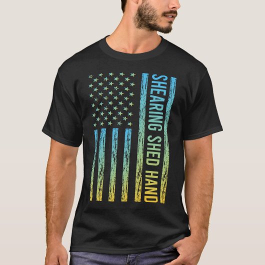 Blue Yellow USA Flag - Shear Shed Hand T-Shirt (Vorderseite)