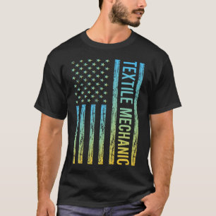 Blue Yellow USA Flag - Textile Mechanik T-Shirt