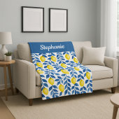 Blue Yellow Watercolor Lemon Name Fleecedecke