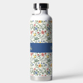Blue Yellow Watercolor Wildflower Monogram Name Trinkflasche (Rechts)