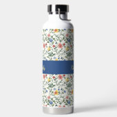Blue Yellow Watercolor Wildflower Monogram Name Trinkflasche (links)