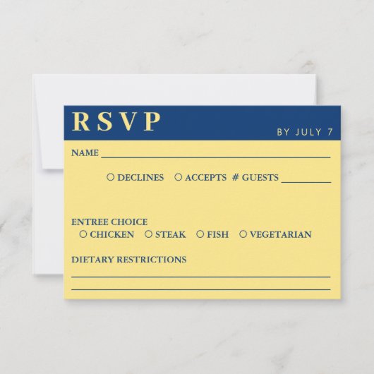 Blue & Yellow Wedding RSVP (Vorderseite)