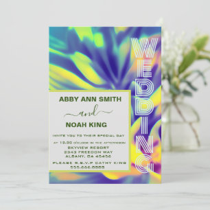 Blue & Yellow Wedite - Watercolor Florals Einladung