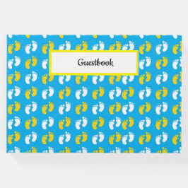 BLUE YELLOW WHITE BABY FEET GÄSTEBUCH