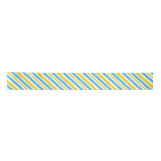 BLUE YELLOW WHITE DIAGONAL STRIPE PATTER SATINBAND (Vorderseite)
