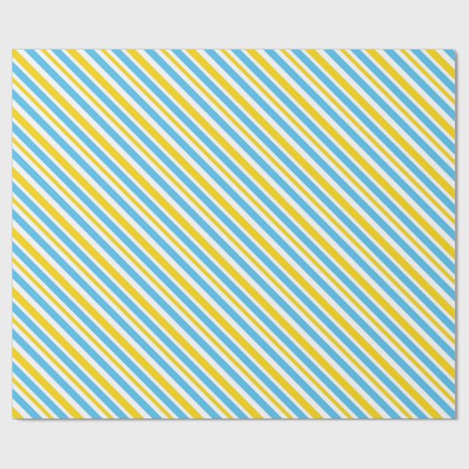 BLUE YELLOW WHITE DIAGONAL STRIPES GESCHENKPAPIER (Flach)