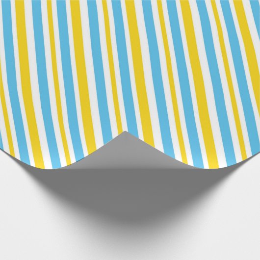 BLUE YELLOW WHITE DIAGONAL STRIPES GESCHENKPAPIER (Ecke)