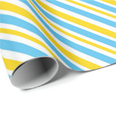 BLUE YELLOW WHITE DIAGONAL STRIPES GESCHENKPAPIER (Rolleneckpunkt)