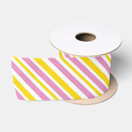 BLUE YELLOW WHITE DIAGONAL STRIPES SATINBAND