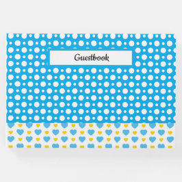 BLUE YELLOW WHITE POLKA DOTS & HEARTS GÄSTEBUCH