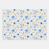 Blue Yellow Wildblumen Boho Baby Brautparty Geschenkpapier Set (Vorderseite)