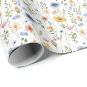 Blue Yellow Wildflower Floral Geschenkpapier (Rolleneckpunkt)