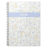 Blue Yellow Wildflower Pattern Custom Name Notizblock (Vorderseite)