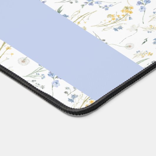 Blue Yellow Wildflower Pattern Custom Name Schreibtischunterlage (Ecke)