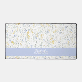 Blue Yellow Wildflower Pattern Custom Name Schreibtischunterlage