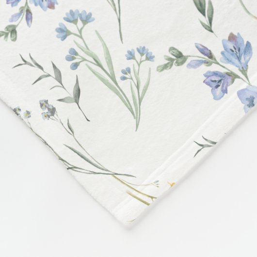 Blue Yellow Wildflower Pattern Fleecedecke (Ecke)