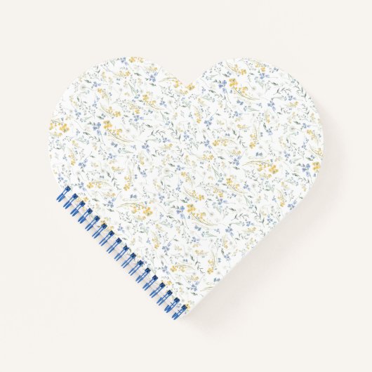 Blue Yellow Wildflower Pattern Notizblock (Vorderseite)