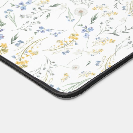 Blue Yellow Wildflower Pattern Schreibtischunterlage (Ecke)