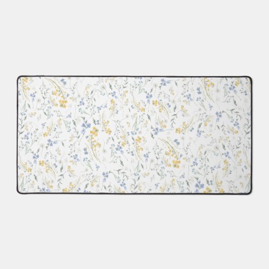 Blue Yellow Wildflower Pattern Schreibtischunterlage (Vorderseite)