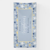 Blue Yellow Winter Stars Pattern Baby Dusche Banner (Vertikal)