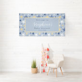 Blue Yellow Winter Stars Pattern Baby Dusche Banner (Insitu)
