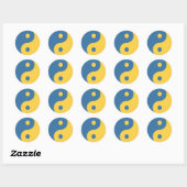 Blue & Yellow Yin und Yang Symbol Design Python Runder Aufkleber (Blatt)