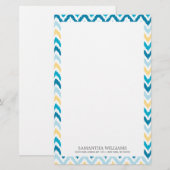 Blue Yellow Zigzag Ikat Pattern Briefpapier (Vorne/Hinten)