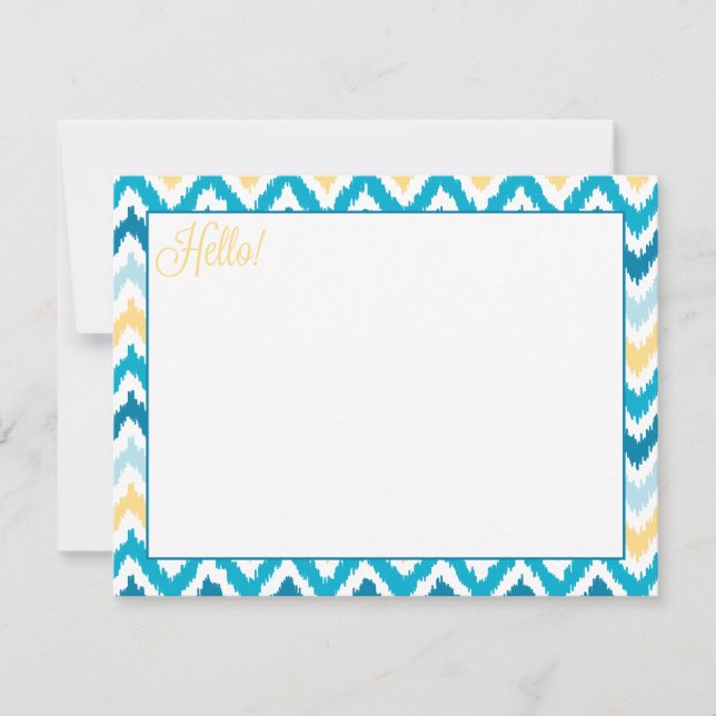 Blue Yellow Zigzag Tribal Ikat Muster (Vorderseite)