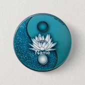 Blue Yin Yang Lotus Button (Vorderseite)