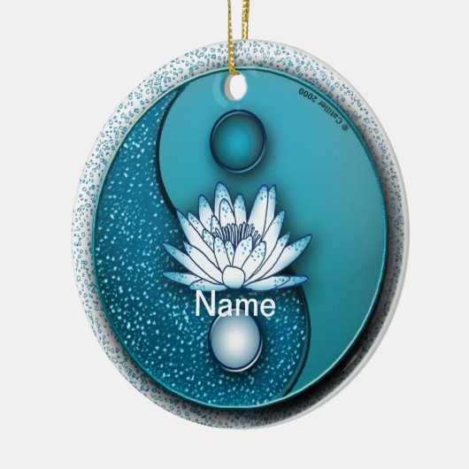 Blue Yin Yang Lotus Ornament (Links)