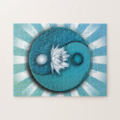 Blue Yin Yang Lotus Puzzle (Horizontal)