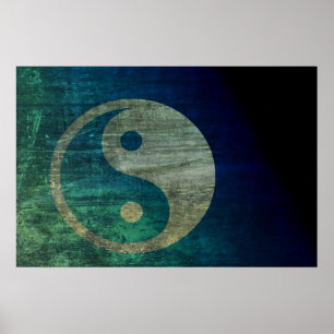 Blue Yin Yang Poster