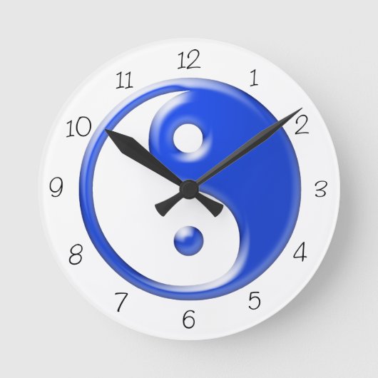 Blue Yin Yang Round Clock Runde Wanduhr (Vorderseite)
