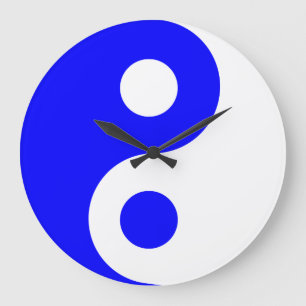 Blue Yin Yang Symbol Große Wanduhr